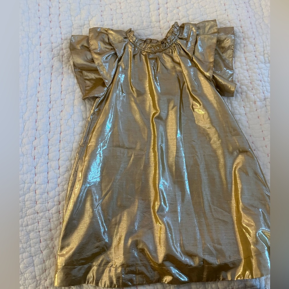 Velveteen kids gold lame dress size 6